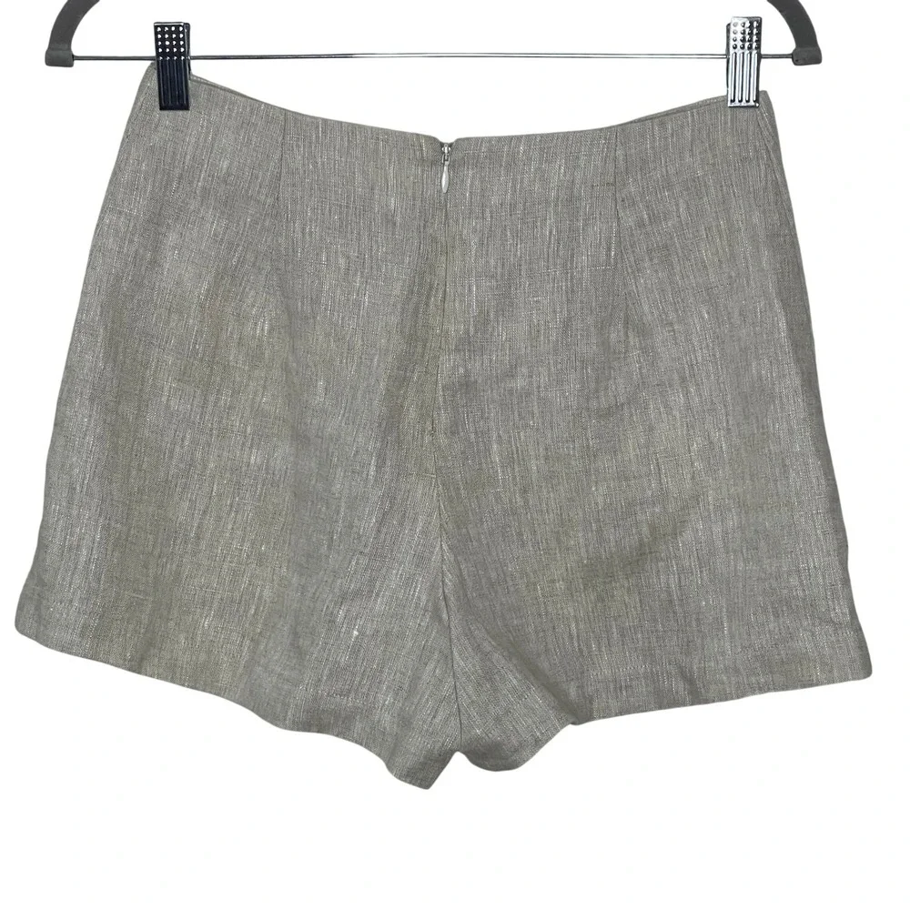 Reformation Oatmeal Beige 100% Linen High Rise Tailored Shorts Size 2 - Picture 2 of 5